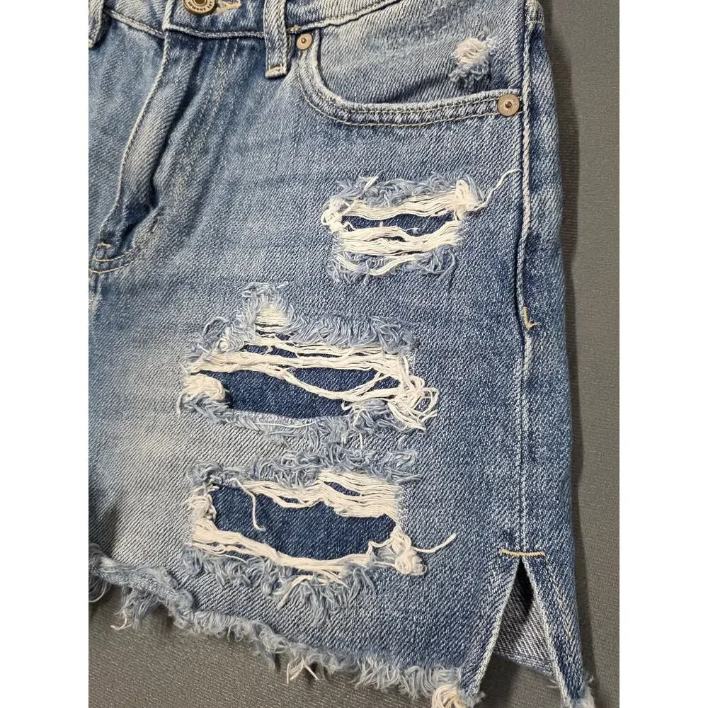 Kancan Ella High Rise Fray Hem Mom Shorts Size 5/26 Cut Off Stretch Distressed
